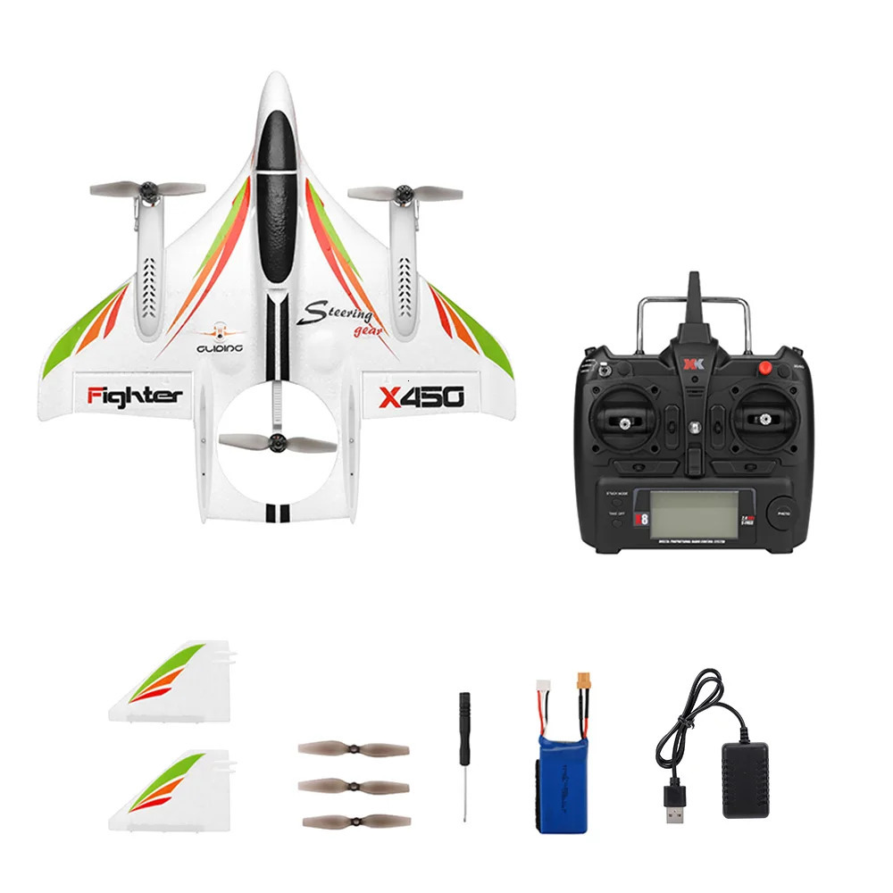 WLtoys XK X450 Original RC Airplane Glider Fixed Wing Aircraft with 3 Models 24G 6CH 3D6G Helicopters for Kids Adults 241127