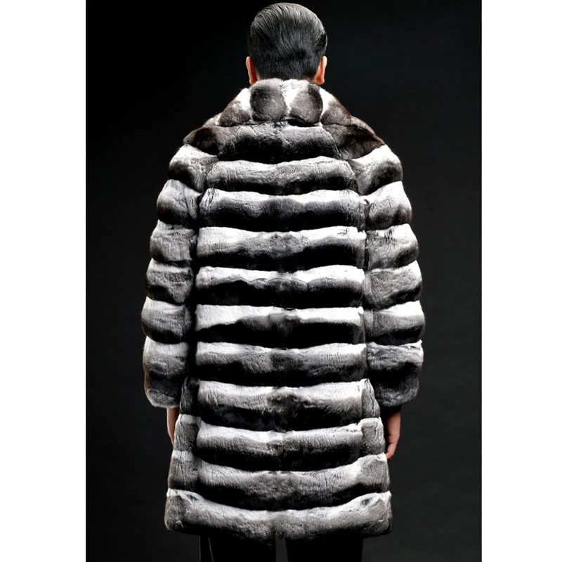 Mens fur coat mink midlength winter clothes zebra print fashion casual 241112