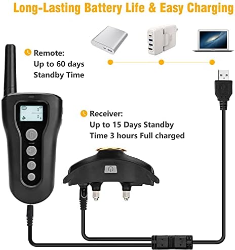 Bousnic Dog Training 2 Upgraded 1000ft Remote Rechargeable Waterproof Electric Collar with Beep Vibration Shock for Small Medium Large Dogs (15lbs - 1