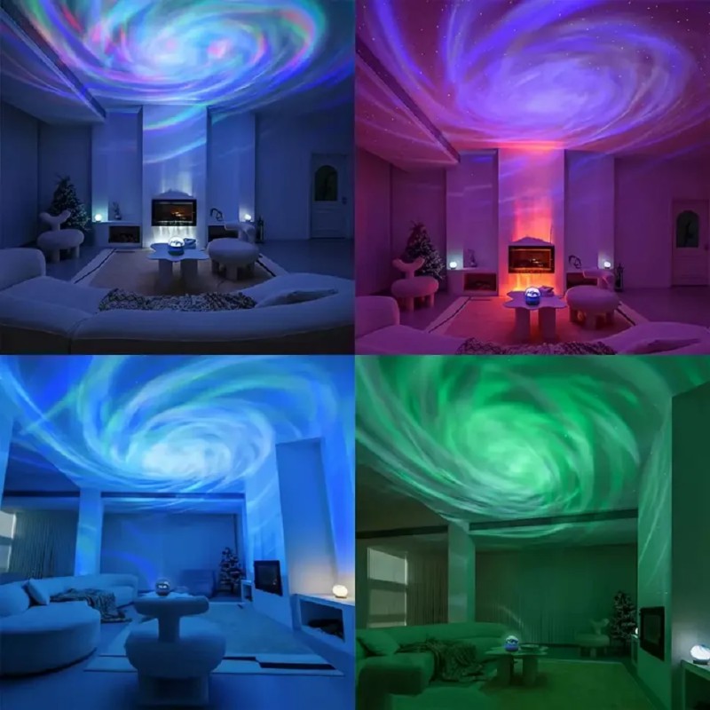 RGB Projection Night Light Wave Projector Light Lamp with Remote Control for Home Room Party Christmas Decor Light