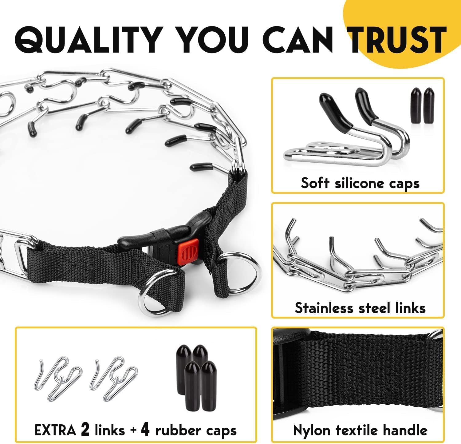 Adjustable No Pull Dog Traning Collar Buckle for Small Medium Large Dogs (Packed with Extra Links