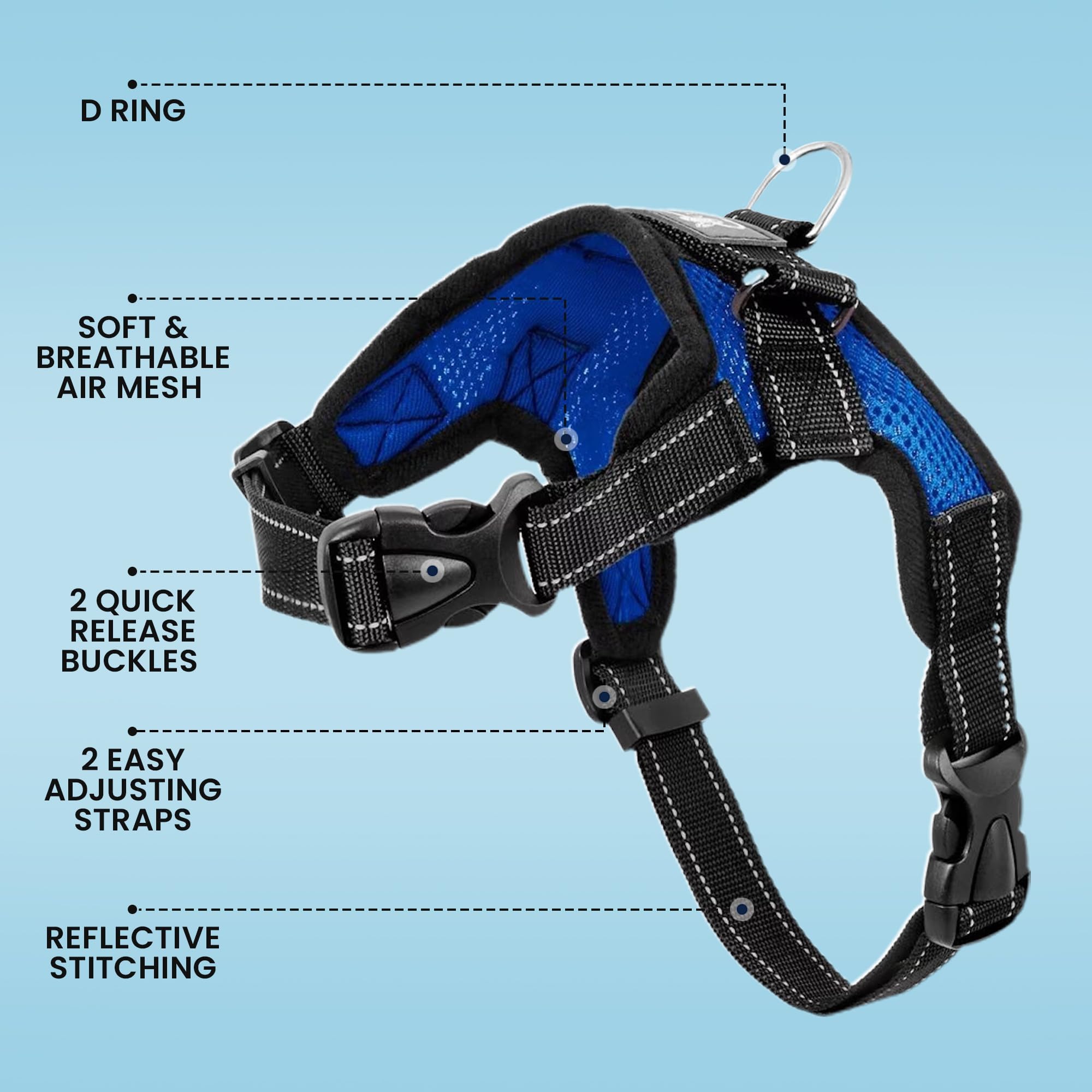 Copatchy No Pull Reflective Adjustable Dog with Handle- Comfortable Soft All Weather Mesh, Easy On Puppy Harness for Small Medium and Dogs