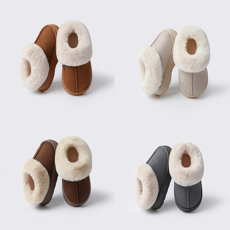 Men Women Desgienr Slippers Slip-on Fur Slides Platform Snow Boots Beige Pink Brown Grey Chocolate Winter Warm Shoes Wool Slipper Size 36-45