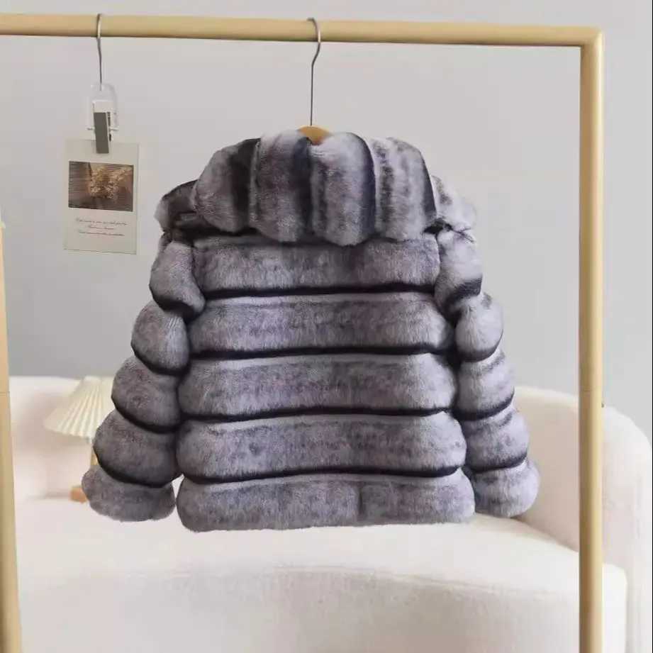 Tench coats Fashion Girls Faux Mink Fur Jacket Casual Outerwear Autumn Winter Children Grey Coat Girls Lapel Kids Wool Jacket TR298 H241127