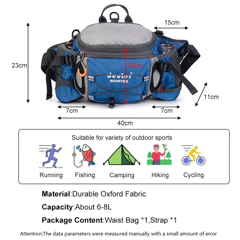 Outdoor Hiking Waist Bag Cycling Mountaineering Backpack Running Water Bottle Pack Waterproof Mollel Bag Camping Fishing Sports 241127