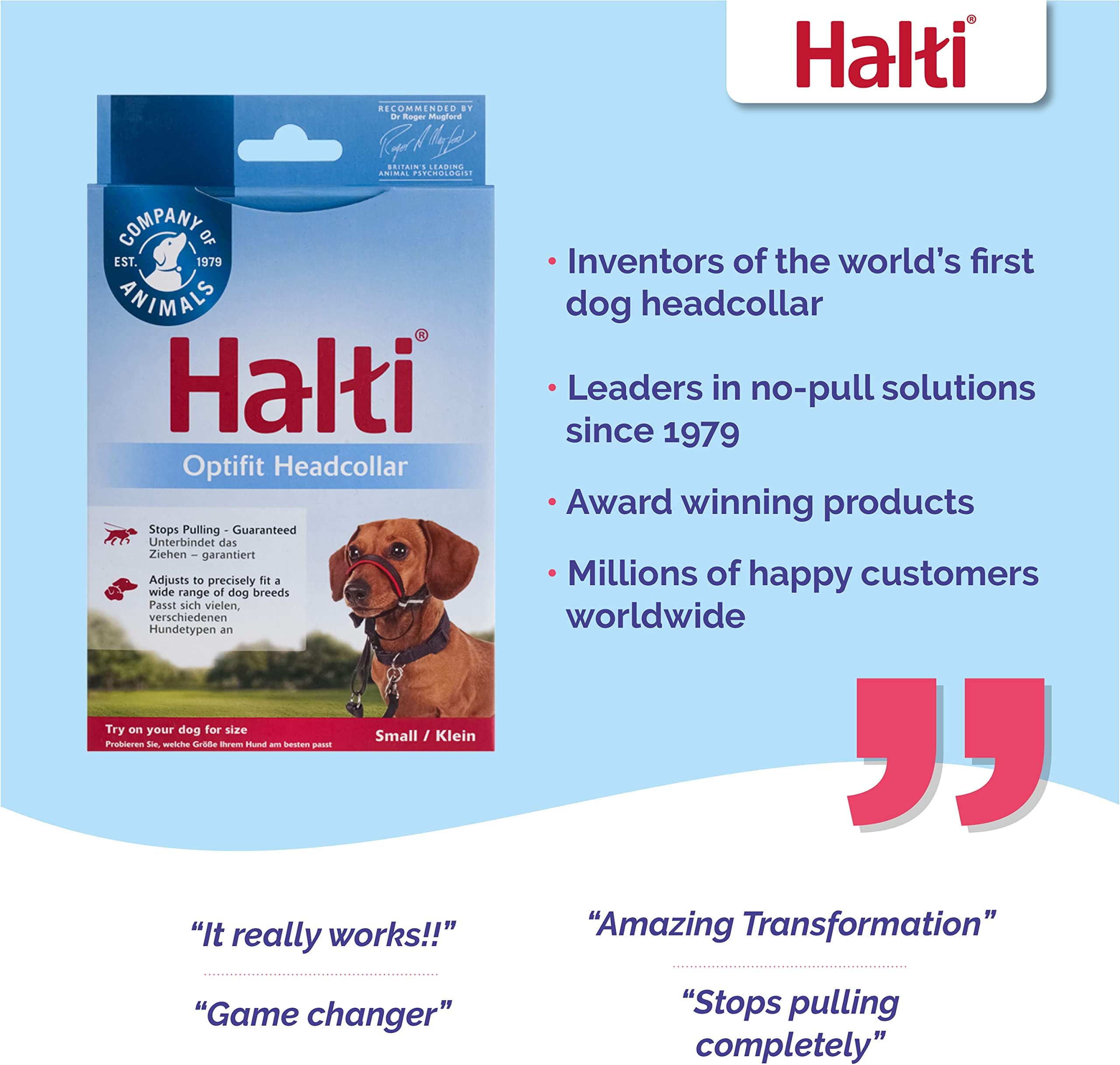 HALTI Optifit Headcollar - To Stop Your Pulling on the Leash. Adjustable, Reflective and Lightweight, with Padded Nose Band. Dog Training Anti-Pull Co