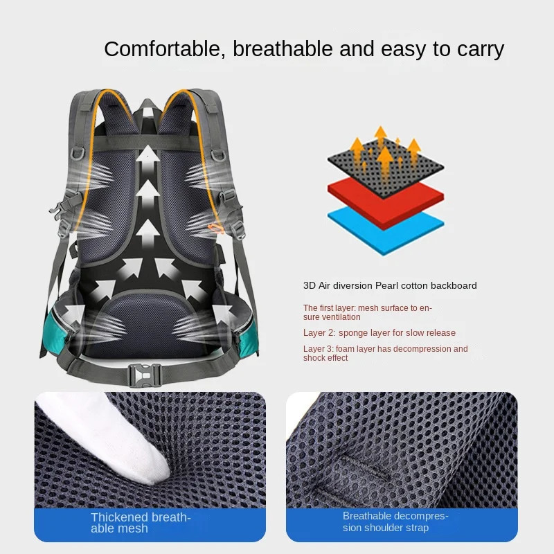 Outdoor Mountaineering Bag Professional Sports Backpack Mens and Womens Travel Hiking Climbing Travel Waterproof Backpack 241127