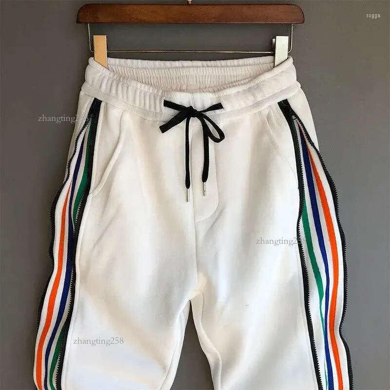 Men's Pants Hip Hop Streetwear Men Striped Patchwork Harem Korean Loose Fit Cuffed Jogger Sweatpants Trousers For Male