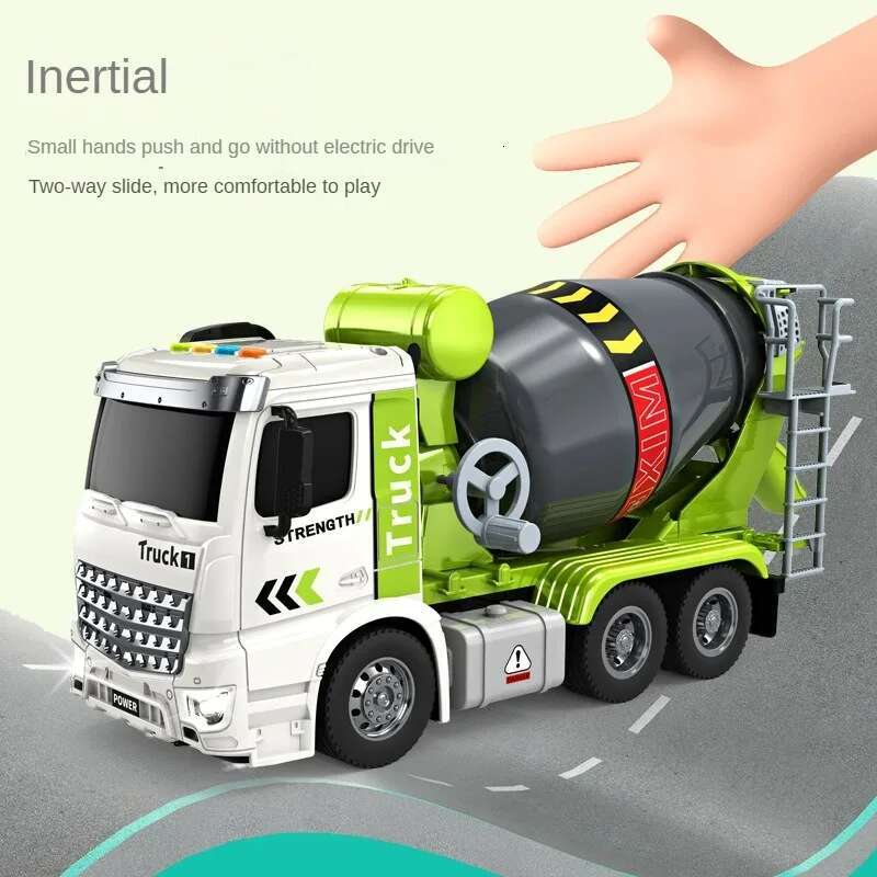 Simulation Inertial Engineering Truck Cement Mixer Truck Discharge Acousto-optic Concrete Set Toys for Kids 2 To 4 Years Old