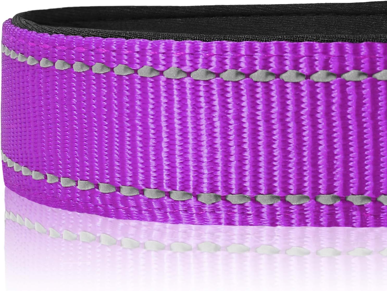 Joytale Reflective Dog Collar,Soft Neoprene Padded Breathable Nylon Pet Collar Adjustable for Dogs,Navy Blue,M