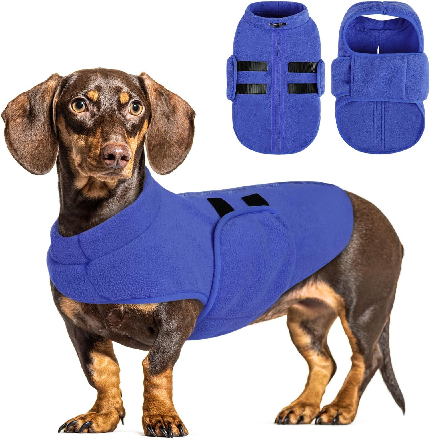 Queenmore Sweater, Soft Fleece Vest Pullover et with Leash Hole, Warm Winter Dog Coats Cold Weather Doggy Dachshund Sweaters for Dogs Cats Boy or Girl