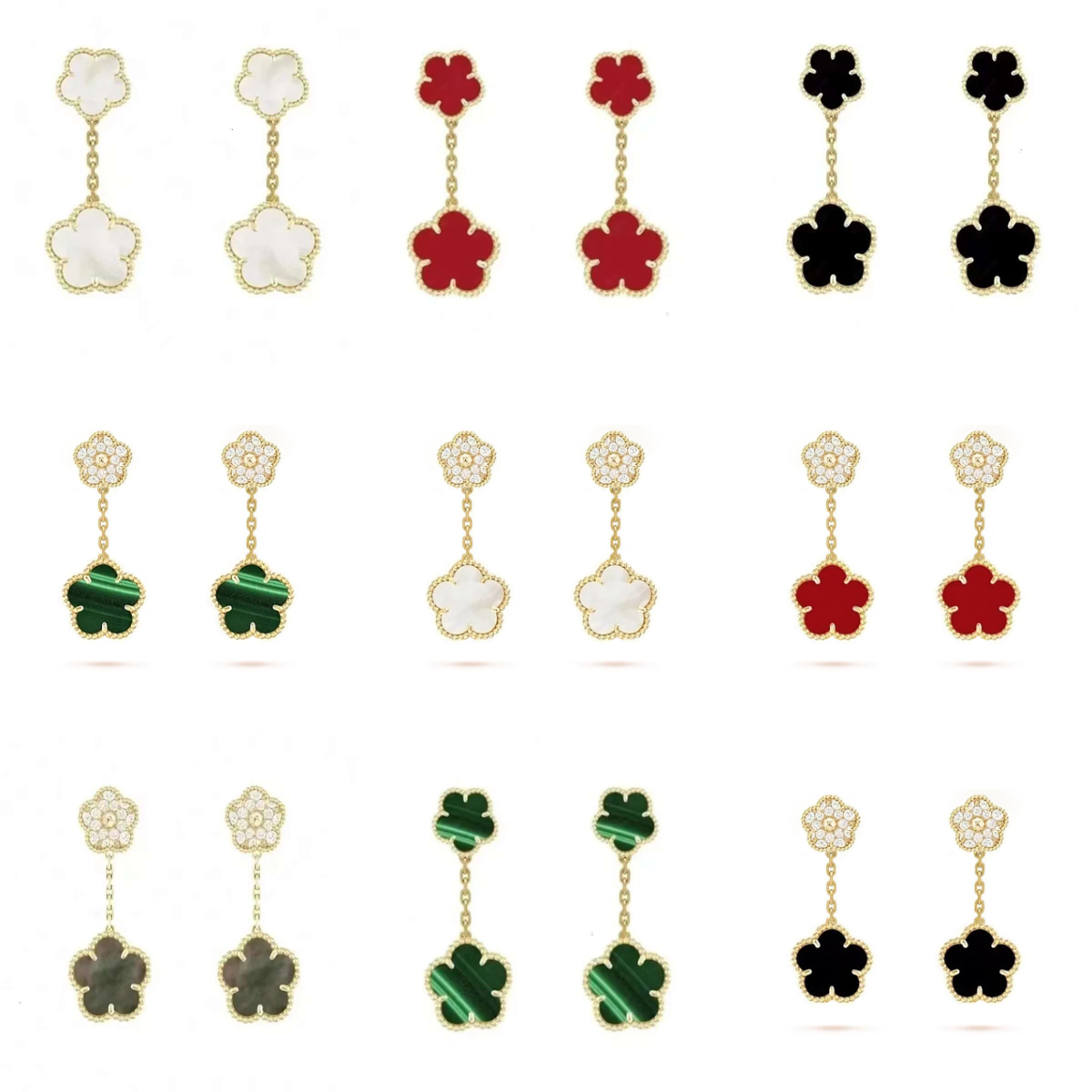 four clover earring luxury designer earings diamond earring fashion lady jewelry designer stud flower earrings clovers sterling silver earring 925 Christmas gift