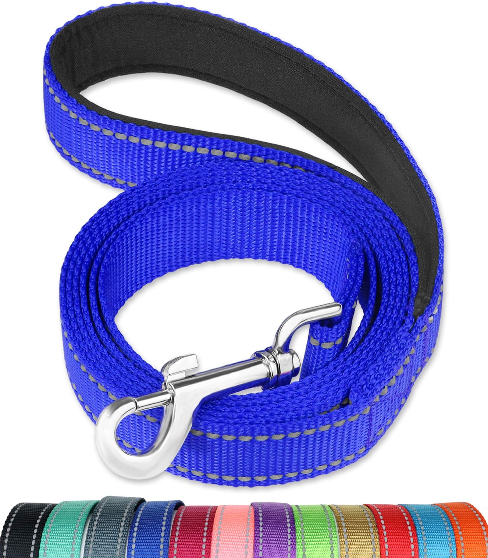 FunTags 6FT Reflective Dog Leash with Soft Padded Handle Training,Walking Lead for Large & Medium Dog, Inch Wide,HOTPINK