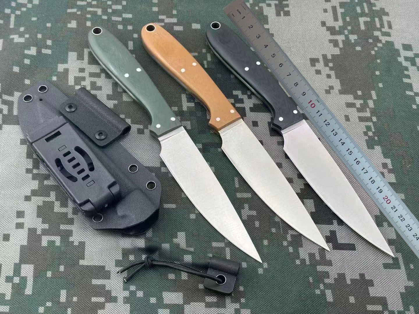 High Quality Survival Straight Knife S90V Satin Blade Full Tang G10 Handle Outdoor Camping Hiking Fishing Fixed Blade knife Knives with Kydex