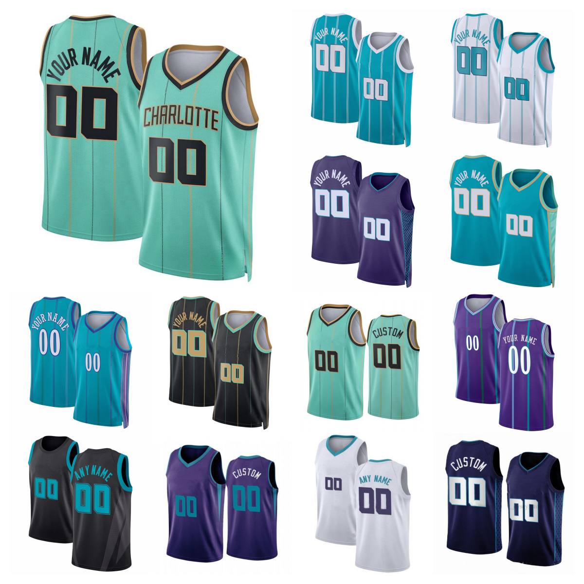 Hornet Basketball Jersey LaMelo Ball Brandon Miller Miles Bridges Tre Mann Nick Richards Grant Williams Cody Martin Josh Green Seth Curry Tidjane Salaun City Youth