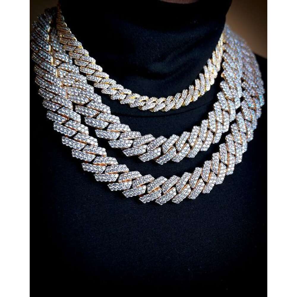 Hip Hop Jewelry Chain Necklace Fashion Men Miami 18k Solid Gold Custom Full Diamond Moissanite Cuban Link Price