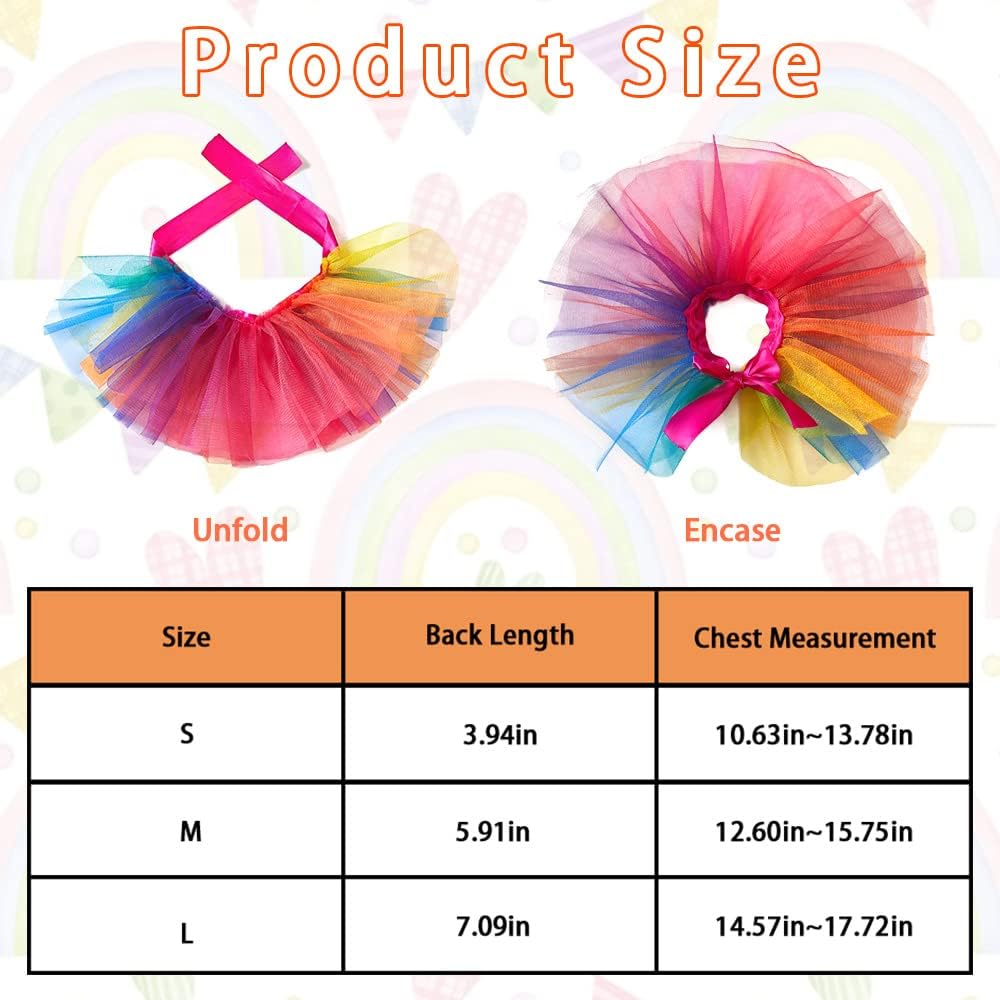 Rainbow Adjustable Pet Scarf Collars, Colorful Tutu Accessories for Small Cats Dogs Pets Gay Pride Month Party Daily Clothes Costume Supplies (S