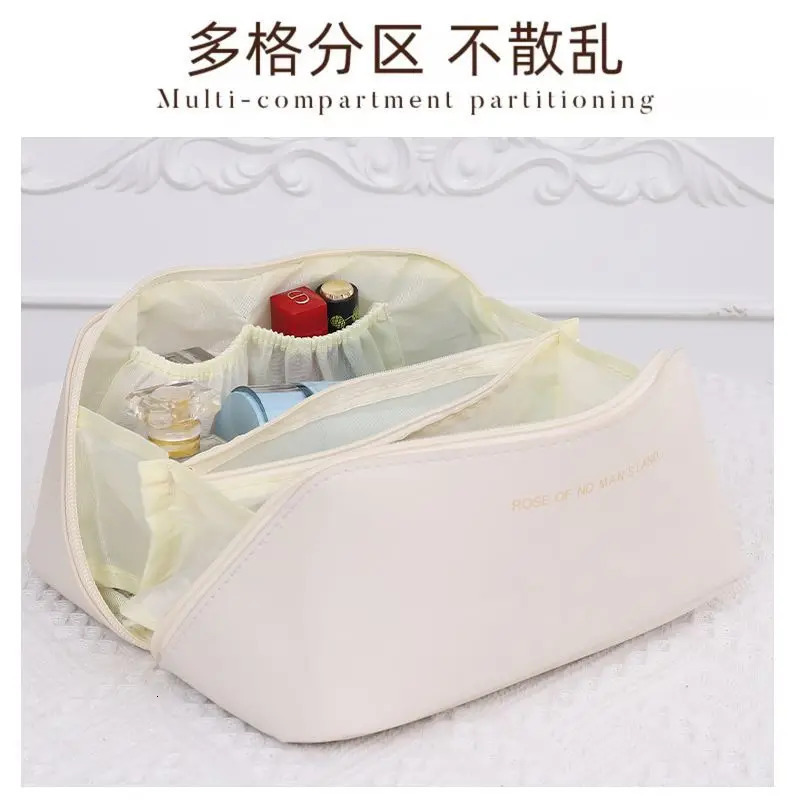 Cosmetic ins large capacity pillow storage PU leather portable cosmetic travel business travel portable toilet bag 241127