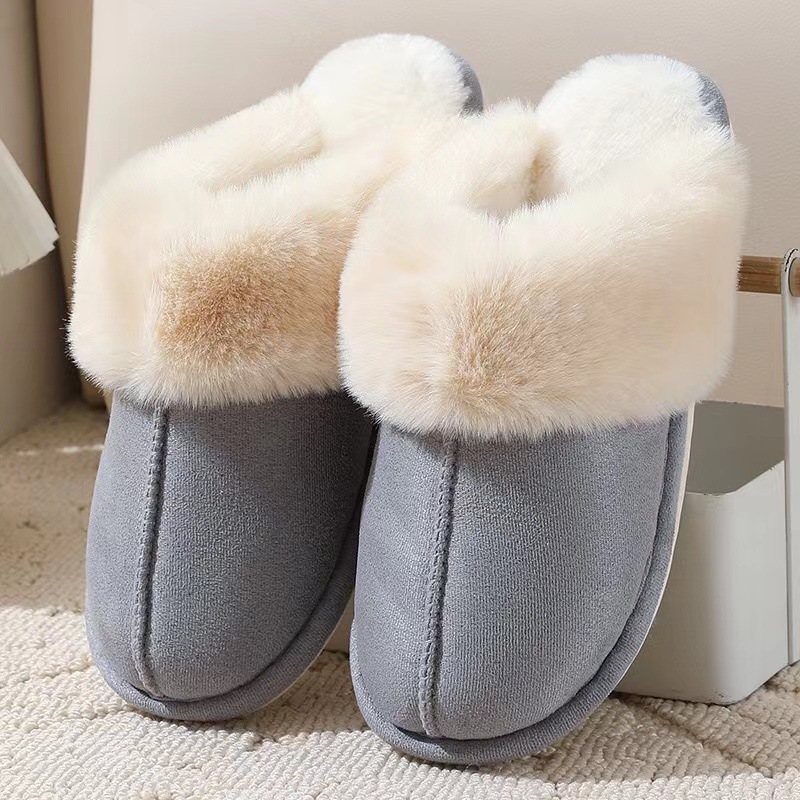 Free shipping winter flat fur slippers for women pink beige khaki grey Tan mens designer slides outdoor womens snow slipper comfort slip-on flats shoe