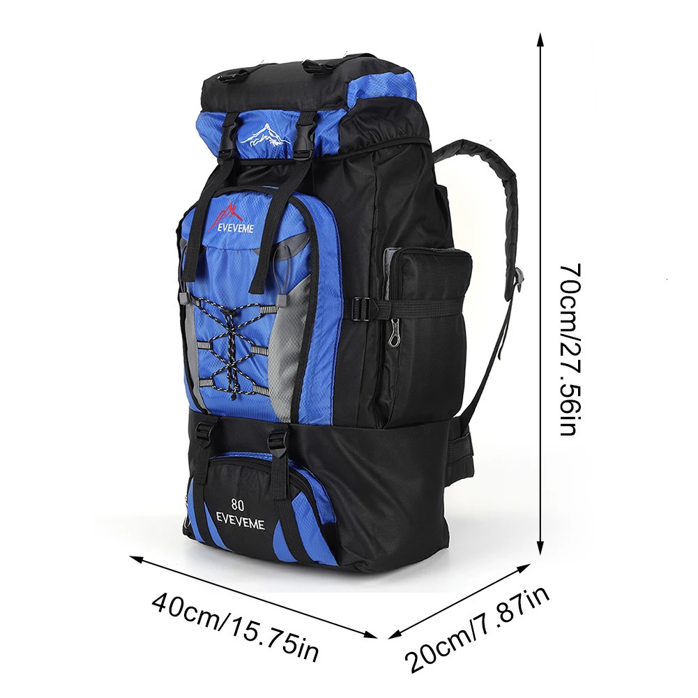 80L Travel Bag Large Capacity Camping Backpack Men Women Tourist Hiking Climbing Bag Waterproof Outdoor Sport Mountaineering Bag 241127