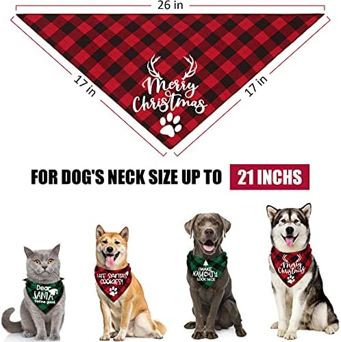 4 Pack Merry Dog Bandanas ic Triangle Fall Xmas Christmas Printing dogs Red Plaid Scarf Bibs Kerchief Gifts Set - Pet Holiday Accessories Decoration f