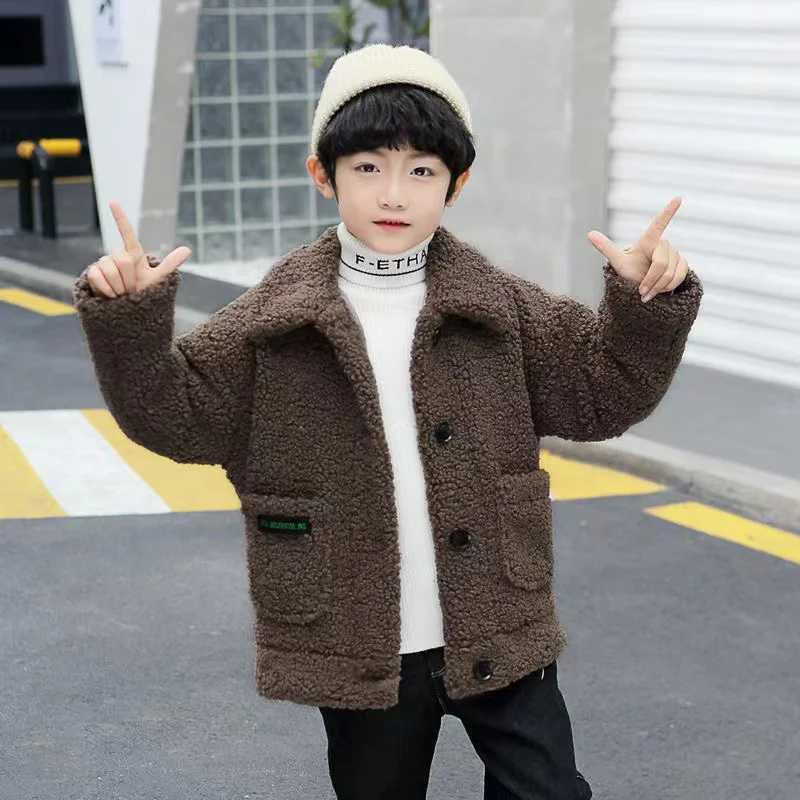 Tench coats Boys Coat Jacket Outwear Tops Cotton 2022 Brown Thicken Plus Velvet Winter Autumn Plus Size Overcoat Childrens Clothes H241127