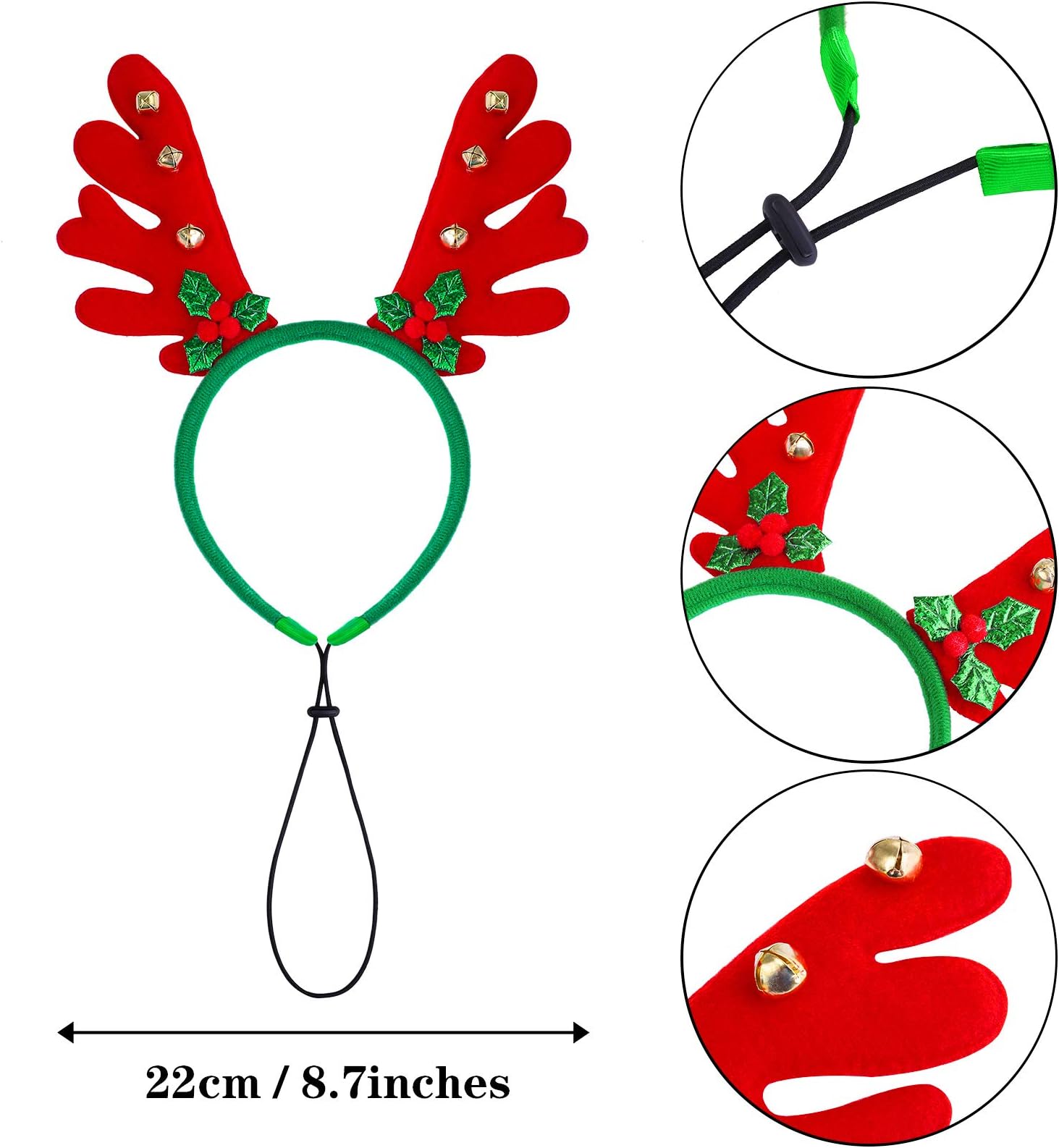 Aneco 3 Pack Christmas Reindeer Dog Headband Puppy Xmas Antlers Headwear Holiday Pet Costume Accessory