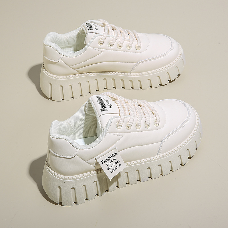 Female New Spring White Little Student Korean Edition Instagram Trendy Versatile Thick Sole Board Casual Shoes Lhshoe