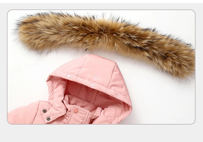 -30 Degree Russian Winter Boy 2PCS Clothes Set Waterpoof Real Fur Down Jacket Baby Girl Winter Overalls 1-5 Year Kids Snowsuit 241126