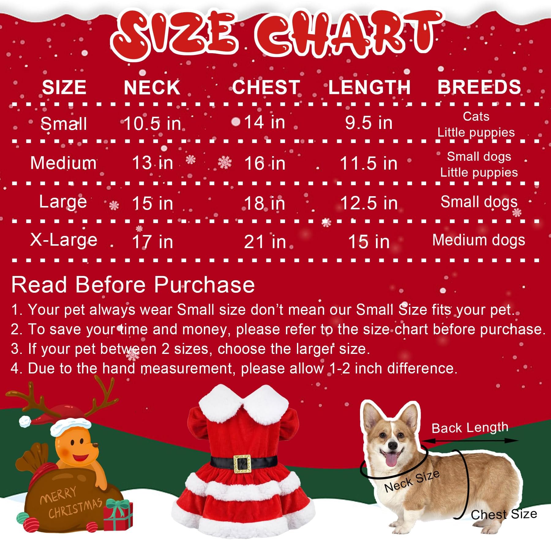GOYOSWA Kitten Christmas Outfit Clothes Red Cat Santa Costume Dog Holiday Outfites for Kittens Cats Puppy