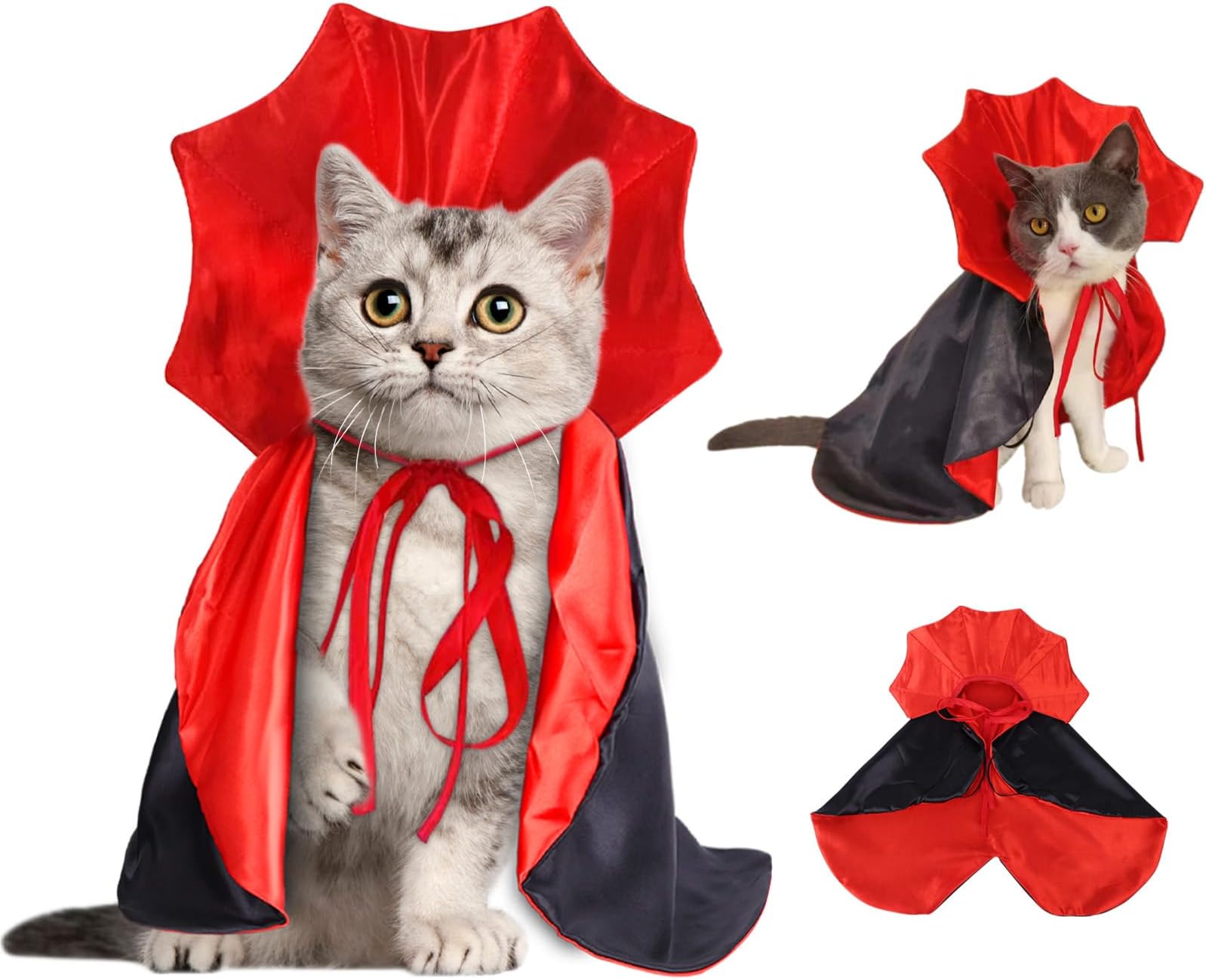 Dog Vampire Costume, Halloween Cloak Devil Adjustable Red Black ic Cape Cosplay Apparel Party Costume Pet Supplies Accessories for Medium Dogs