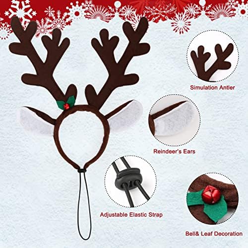 BWOGUE Dog Elk Reindeer Antlers Headbands Set Pet Christmas Costume Accessories Headwear for Medium Large Dogs