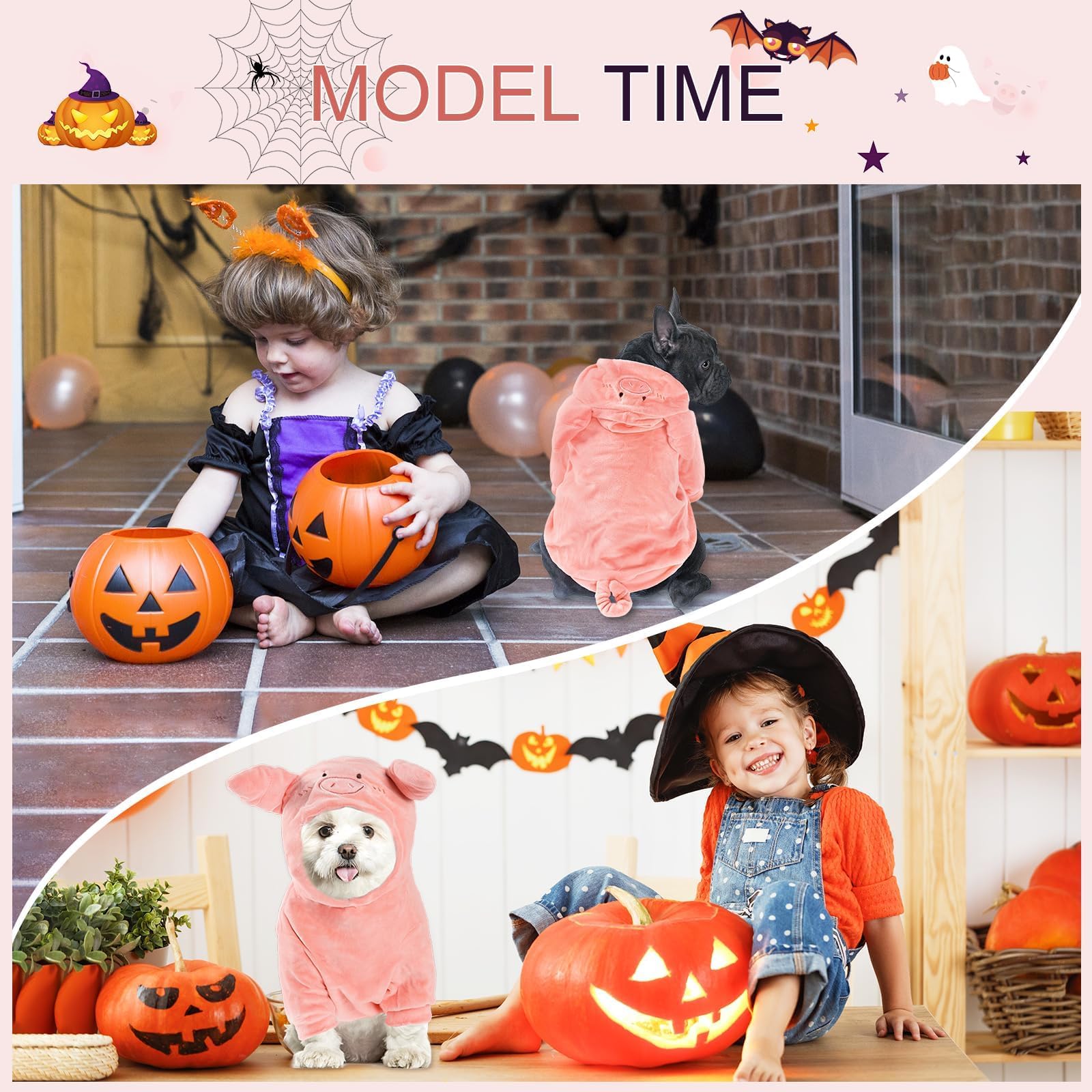 NACOCO Halloween Pig Costume - Pet Christmas New Year Hoodie Warm Party Coat Outfit for Small and Medium Cat Dog Clothes(XL