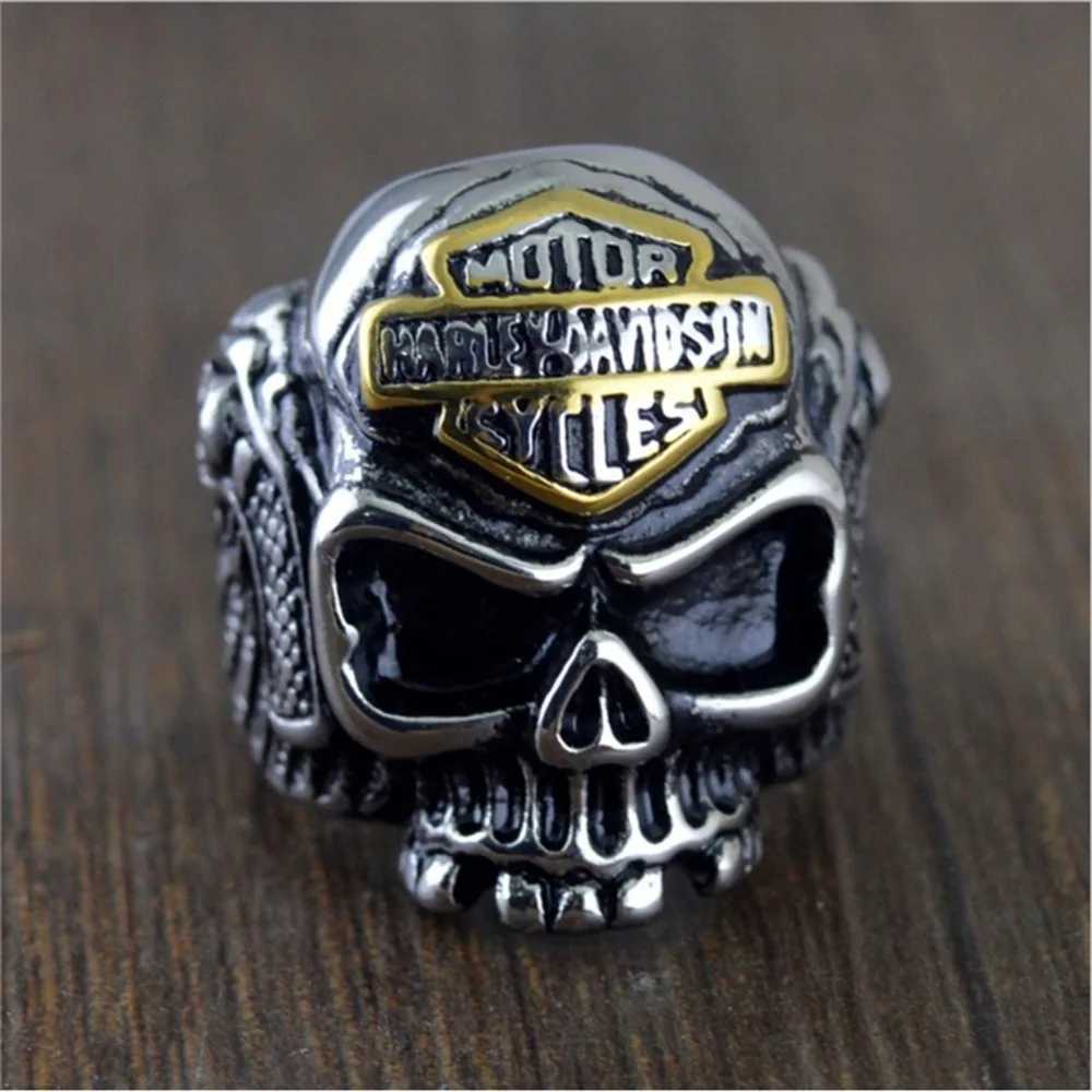 Retro Exquisite New Style Simple Punk Wing Skull Punk Ring Men and Women Hip Hop Rock Fashion Trend Gift Ring Accories GiftXJ241127