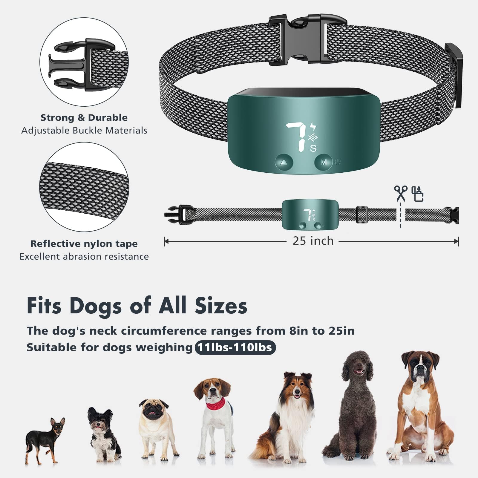 NBJU Bark Dogs,Rechargeable Anti Barking Training Collar with 7 Adjustable Sensitivity and Intensity Beep Vibration for Small Medium Large Dogs