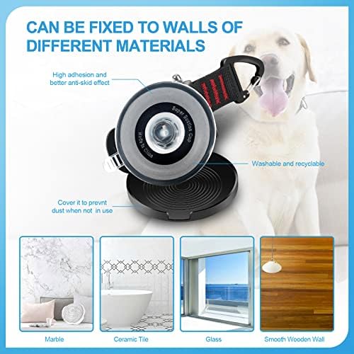 Bathing Tether Heavy Suction Cup, Tub Restraint Soft Nylon Leash with Adjustable Collar for Pet Dog Cat Shower and Grooming Red