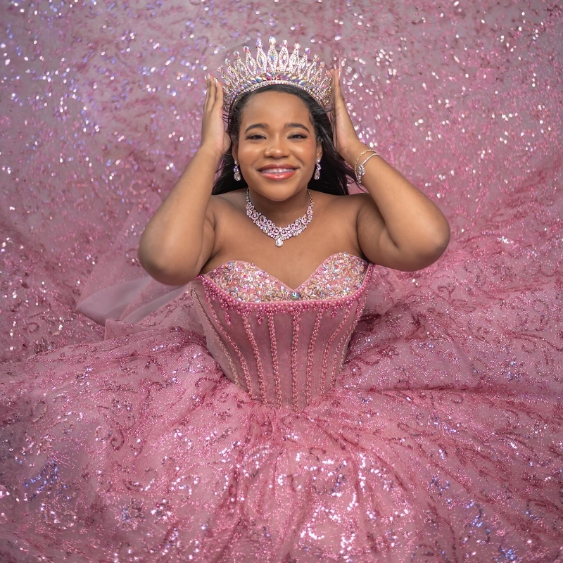 Pink Shiny Quinceanera Dresses 2025 Beading Crystal Sweet 15 16 Birthday Party Gown Corset Vestidos De 15 Anos Miss Prom Pageant