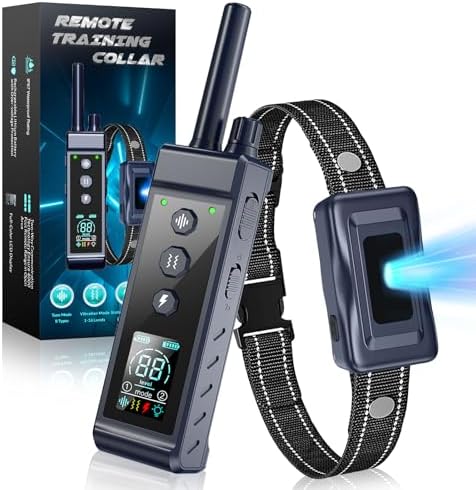 UPGRADED 4265FT Shock Remote Control Waterproof IP67 Training for Small Medium Large Dogs 8-150 Lbs Rechargeable Electric Dog E Beep Vibration Collar 