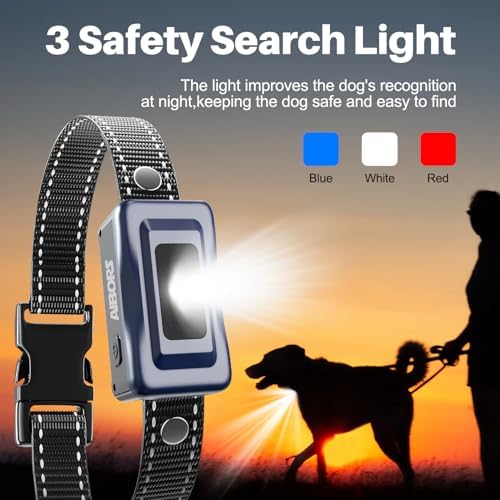 AIBORS Dog Shock Collar, 4300FT Remote Control 5-150lbs Small Medium Large Dogs, Rechargeable Waterproof e Collar with Light for Night Walks 4 Trainin