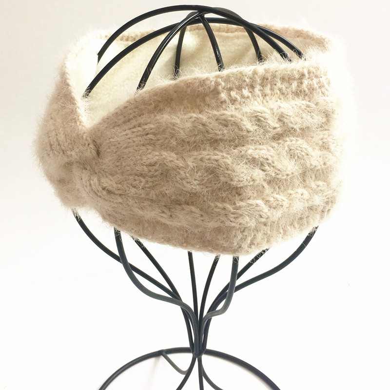 Autumn and winter new European and American knitted cross headband ear protection headband women's warm woolen headband headwear accessory