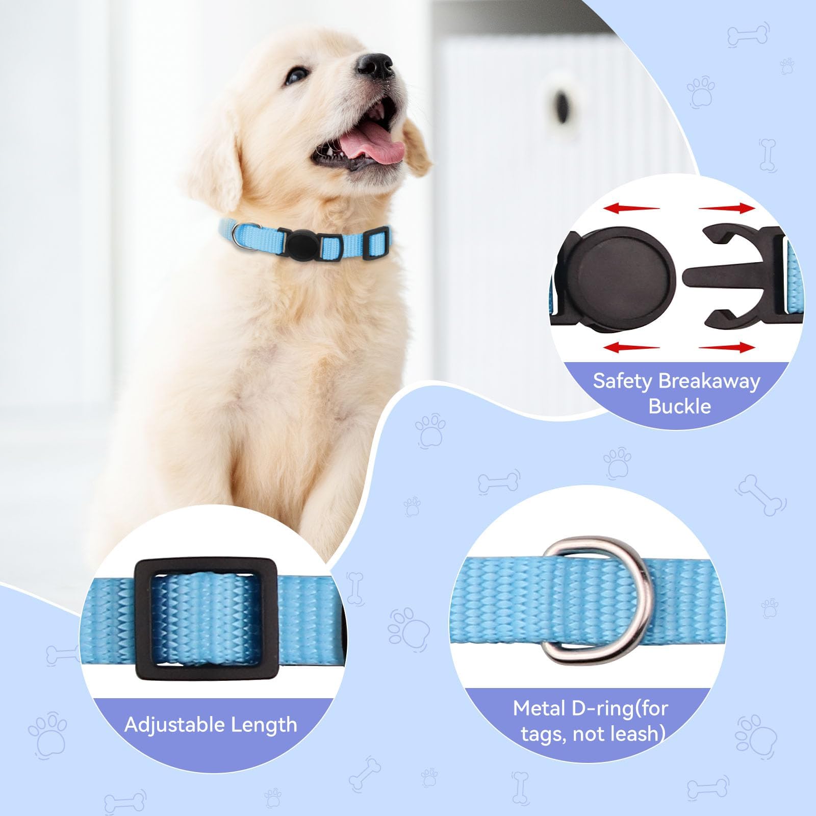 20 Pack Collars,Puppy formall Litterafety Buckleoft Nylon Whelping Newborn Puppy for Litter Puppies Collars