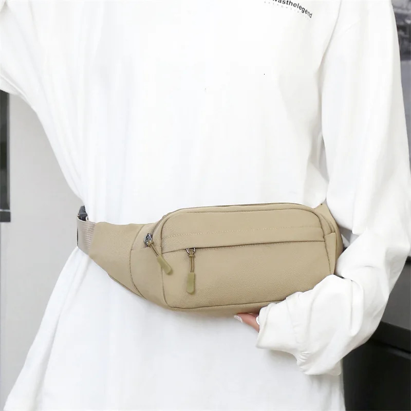 Men Waist Bag Pack Purse Casual Large Phone Belt Pouch Womens Canvas Travel Fanny Banana Hip 3 Pockets 241115