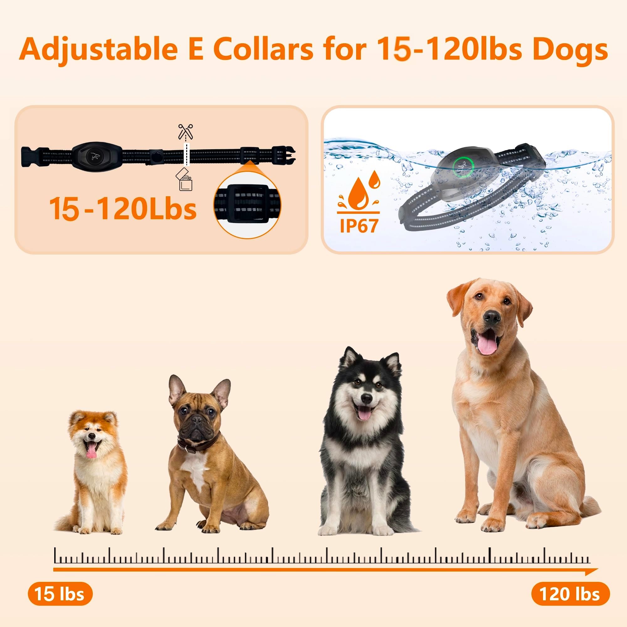 in 1 Bark with Remote, Shock for 2 Large Medium Small Dogs(15-120lbs), Anti Barking Dog Training Collar, Beep/Shock/Vibration(0-99), Smart E Collar 13