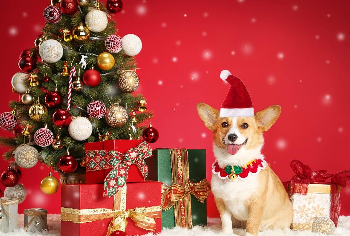 Beiabang Dog Cat Costumes Santa Hat Pet Christmas Photo Props for Puppy Kitten Small Cats Dogs