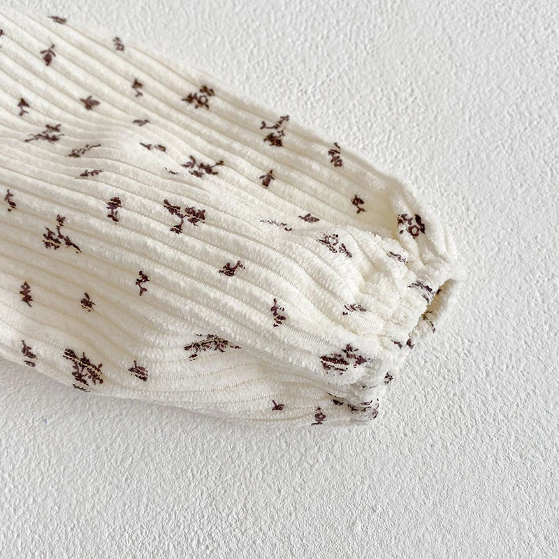 0-24M Toddler Baby Girl Romper Corduroy Long Sleeve Printing born Baby Girl Jumpsuit Autumn Spring Baby Girl Clothing 240507bj