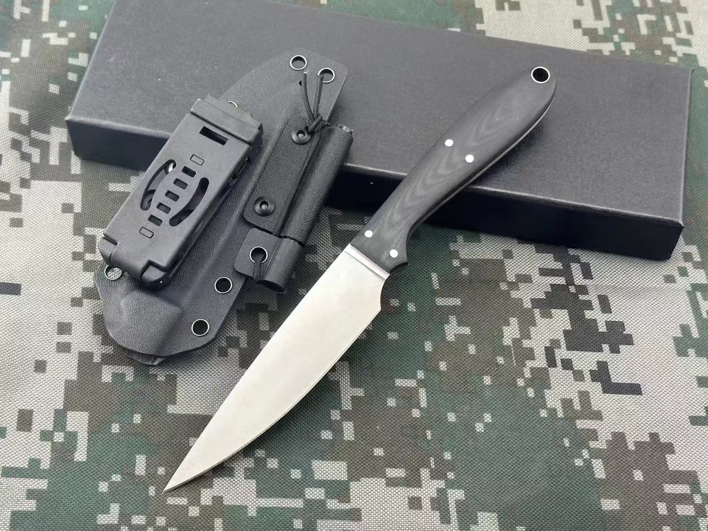 High Quality Survival Straight Knife S90V Satin Blade Full Tang G10 Handle Outdoor Camping Hiking Fishing Fixed Blade knife Knives with Kydex