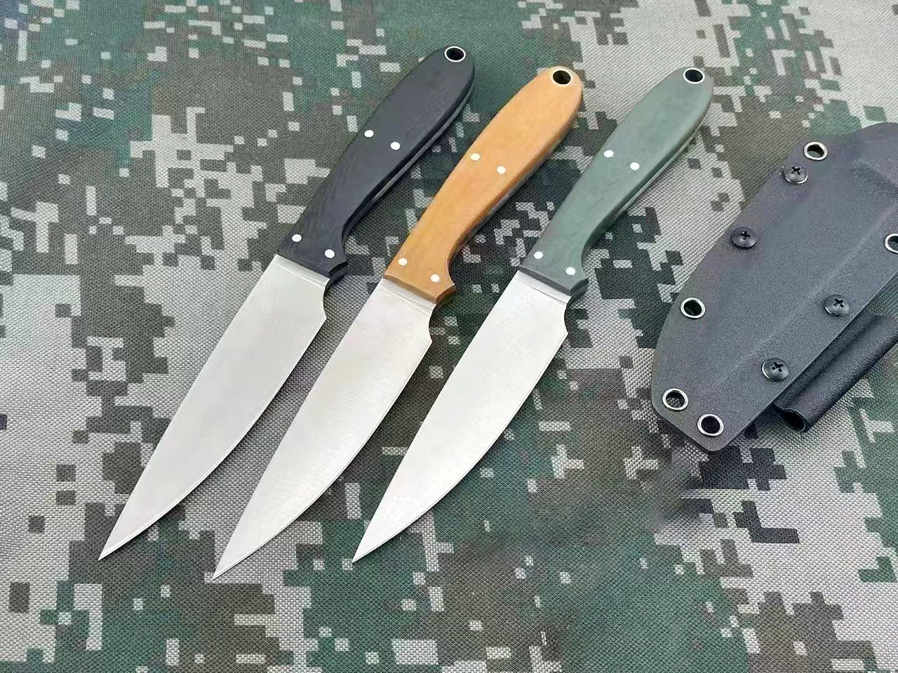 High Quality Survival Straight Knife S90V Satin Blade Full Tang G10 Handle Outdoor Camping Hiking Fishing Fixed Blade knife Knives with Kydex