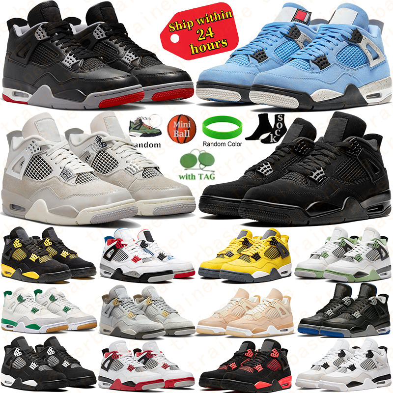 Mens Womens Designer Basketball Shoes 4 4s Black Cat Sneakers Military Pure Money Sail Red Cement White Oreo Cool Grey University Blue Men Women Sports Trainers