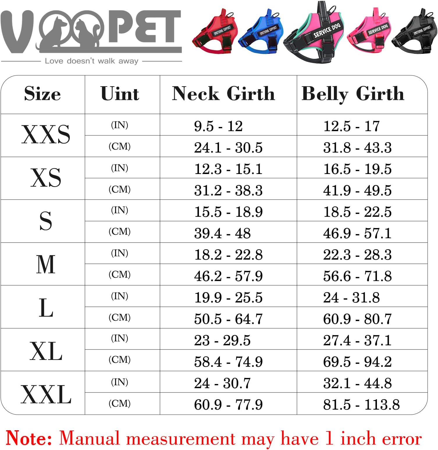 voopet Emotional Support Ha, Professional Service Dog Vest for Small Medium Large Dogs, Reflective Breathable and Adjustable No Pull/Choke ESA Essenti