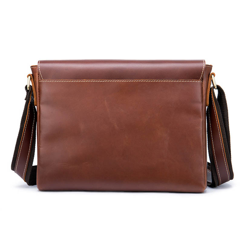 Luufan Genuine Leather Messenger For Man Vintage Crazy Horse leather Shoulder Cowhide Magnetic Flap Laptop Crossbody Bag